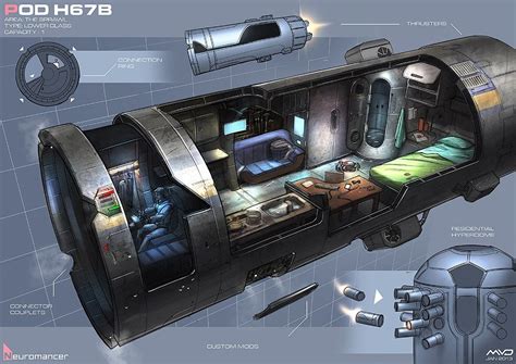 Cozy Cyberpunk Apartments Future Compact Living Spaceship Interior