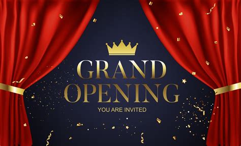 Grand Opening Congratulation Background Card With Red Ribbon And