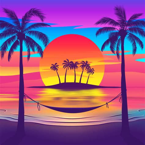 Best Hammock Sunset Illustrations Royalty Free Vector