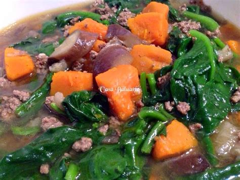 Print this recipe and other recipes on my website: Giniling with Alugbati at Kalabasa