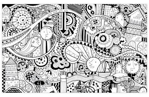 Funny City In Doodle Doodle Art Doodling Adult Coloring Pages