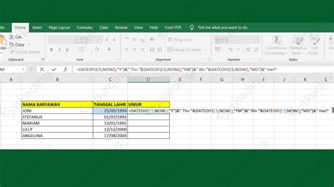 Cara Menghitung Umur Di Excel Dengan Rumus Tahun Bulan Hari