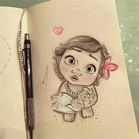 So i drew a little picture of the character moana from the disney movie 'moana!' if you haven't watched the film yet i really recommend you do 'cause it's an awesome movie. #baby #moana | drawing disney characters | Pinterest | So ...