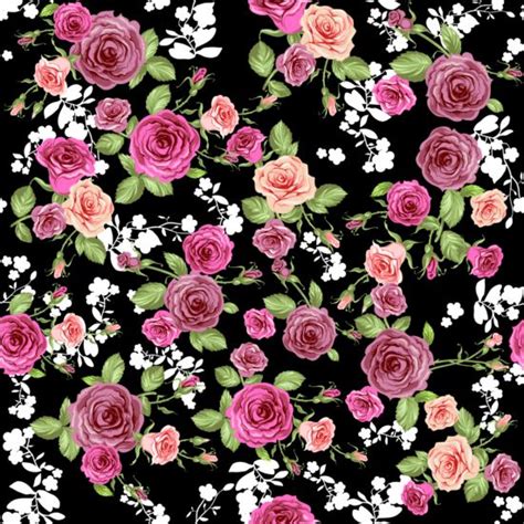 Pink Rose Seamless Pattern Vector Material 03 Vector Flower Vector