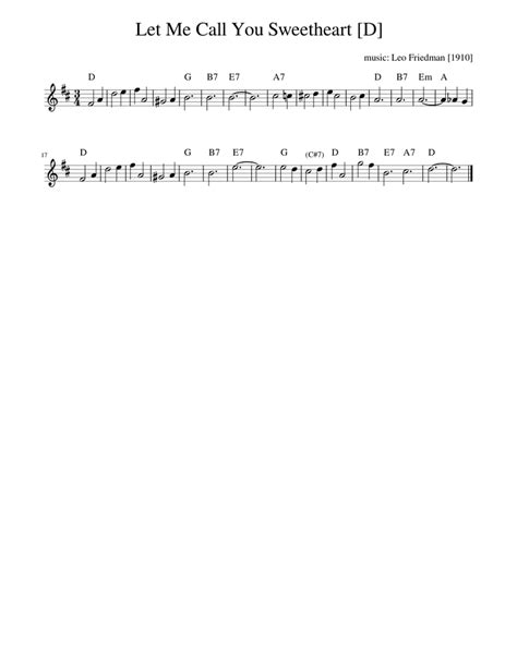 Let Me Call You Sweetheart Sheet Music For Piano Solo Easy
