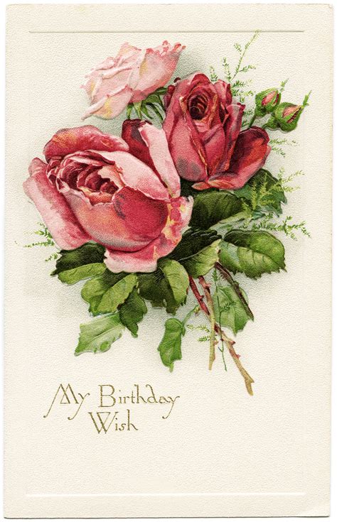 Check spelling or type a new query. Free Vintage Image My Birthday Wish Roses Postcard | Old ...