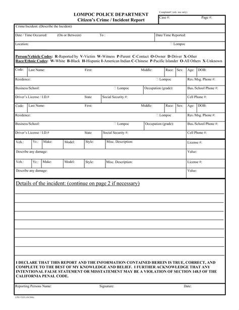 Police Incident Report Form Template Diadeveloper Intended For