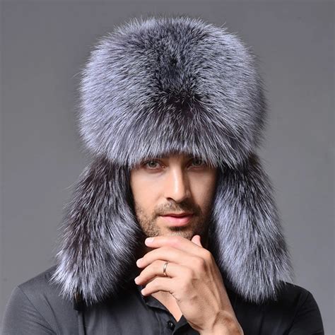 Russian Leather Bomber Leather Hat Men Winter Hats With Earmuffs