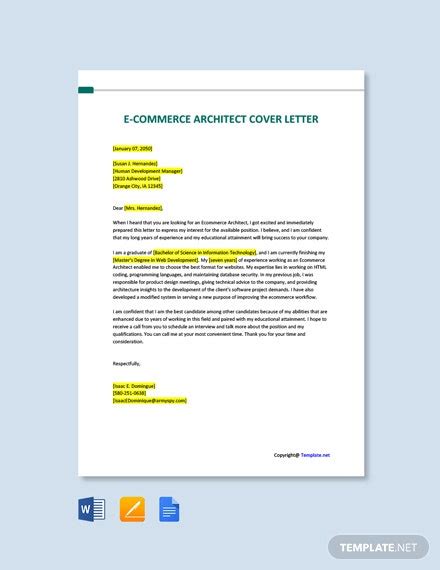 Our cover letter examples can help. FREE E Commerce Architect Cover Letter - Word | Google Doc ...