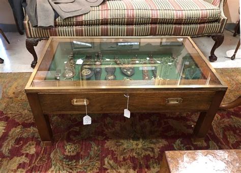 Shop our best selection of farmhouse & cottage style coffee tables to reflect your style and inspire your home. Vintage English mahogany vitrine coffee table with drawer
