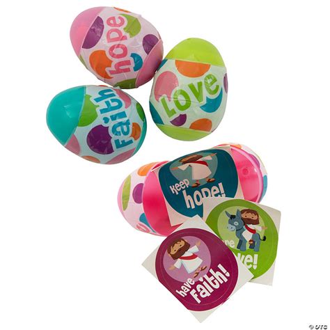 2 12 Inspirational Sticker Filled Plastic Easter Eggs 48 Pc