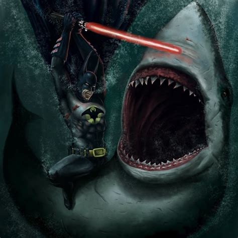 Batman Fighting A Shark With A Lightsaber Myconfinedspace