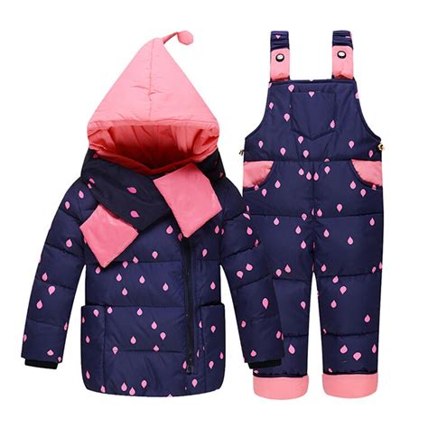 Baby Girl Winter Down Clothing Sets Winter Dot Print Hooded Newborn