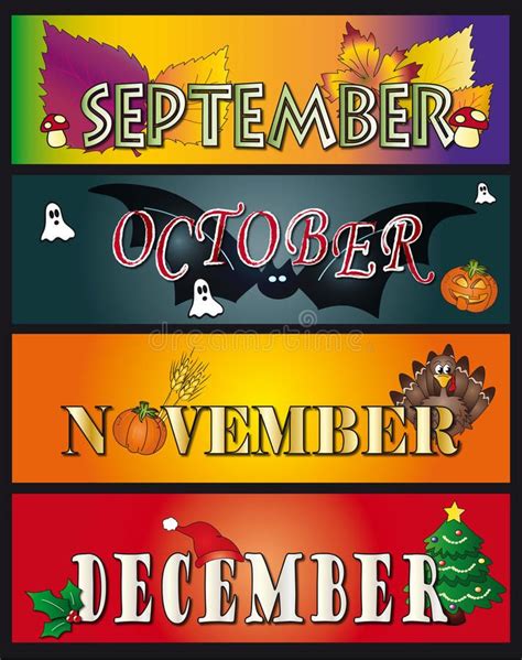 September October November December Illustration Of The Months