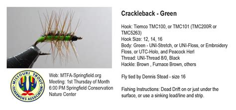 Crackleback Green Missouri Trout Fishermans Association