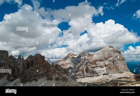 The Splendid Italian Dolomites Here On The Top Of Lagazuoi Stock Photo