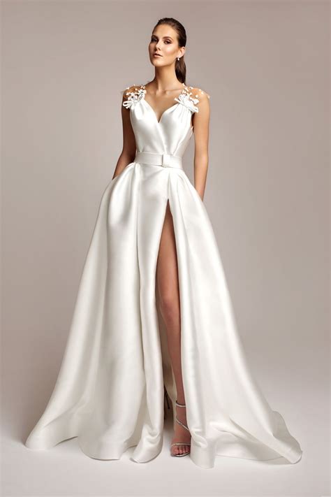 See over 12,705 wedding dress images on danbooru. Modern Wedding Dress Mikado Italian silk Long dress with ...