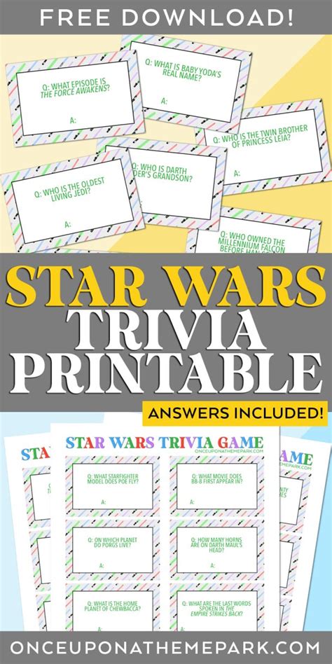 Star Wars Trivia Questions Free Printable Once Upon A Theme Park