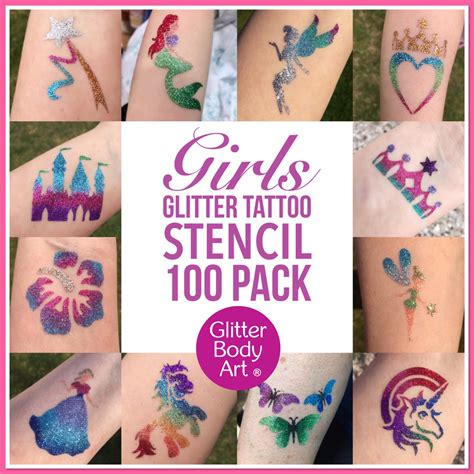 Girls Temporary Tattoo Stencil 100 Pack Temporary Tattoo Store
