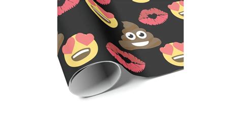 Cute Emoji In Love Poop Emoji And Kisses Wrapping Paper