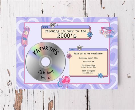 Digital Y2k Birthday Party Mix Invitation Y2k Party Y2k Cd Etsy