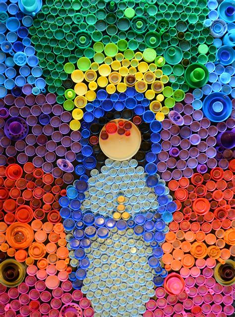 Plastic Bottle Cap Art Diy Recycling Project