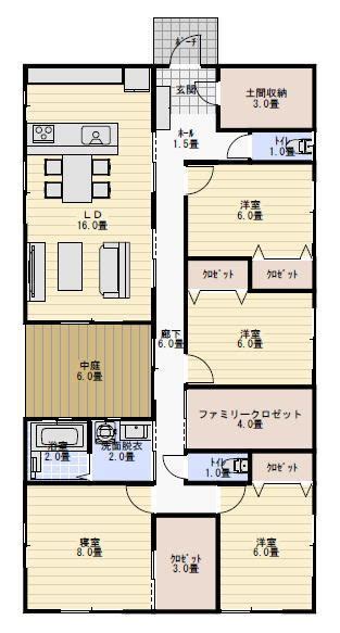 我が家のコンセプトは、掃除のラクな家。 今まで住んだ家で不便だと思ったことを、 改善できるような家を建てました。 特に、この玄関収納は 一番こだわり、一番作って良かったと思っている個所です。 35坪4LDKの中庭のある平屋の間取り図 | 平屋間取り | 間取り【2019 ...