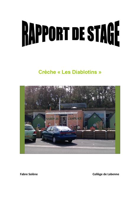 Exemple De Rapport De Stage Eme Rapport De Stage Eme Images And My