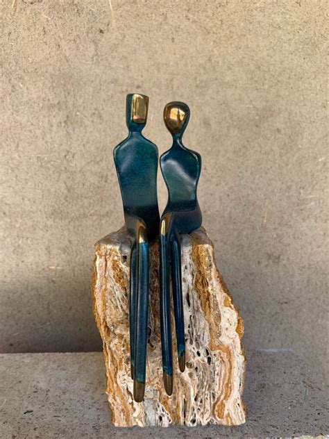 Elegant Couple A Figurative Bronze Sculpture In Teal Patina Yenny