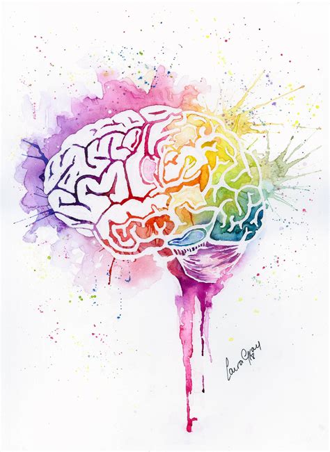 Watercolour Brain Art Print Inkterior Art
