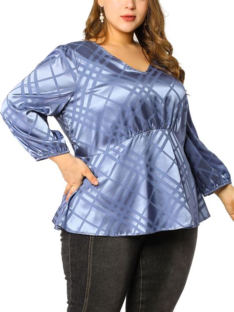 unique bargains women s plus size empire waist ruffle hem formal peplum blouse