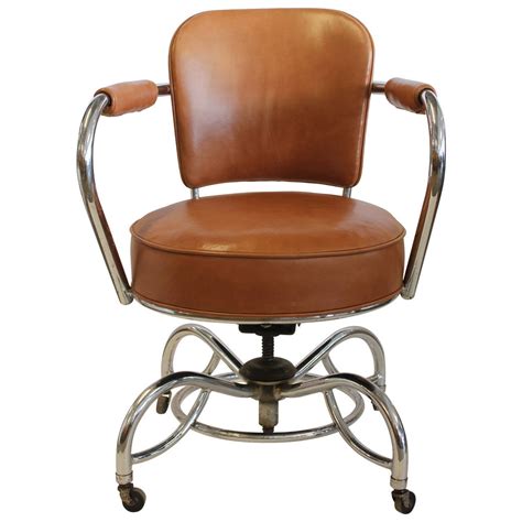 Office chair desk chair computer chair back support modern executive mesh chair with adjustable armrest rolling swivel chair for home&office porthos home lydia, stylish home desk, height adjustable, 360 swivel, with caster wheels unique luxury designer office chairs size 21 x 32, gray. Stylish Art Deco Leather and Chrome Desk Chair at 1stdibs