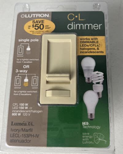 10 Off On Lutron Lumea Ivory 3 Way Slide Dimmer Switch 600 Watt 5 Amp