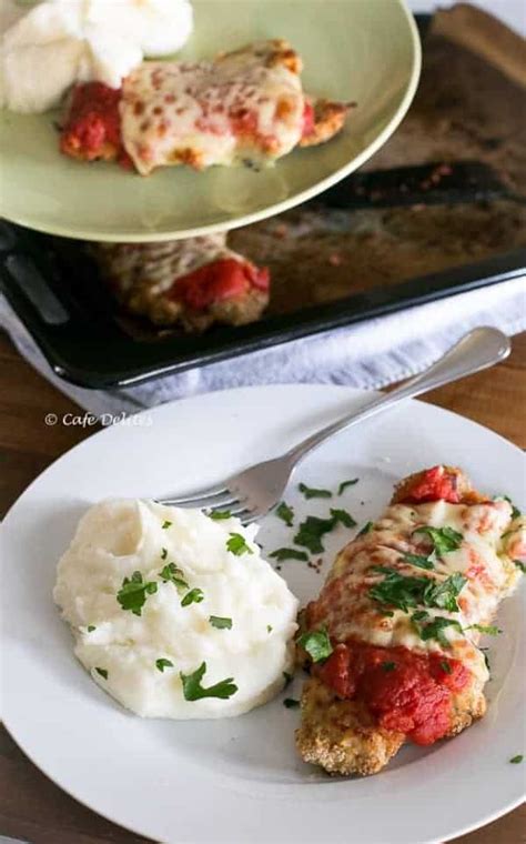 Crispy parmesan crusted chicken baked spend with pennies. Oven Baked Chicken Parma - Cafe Delites