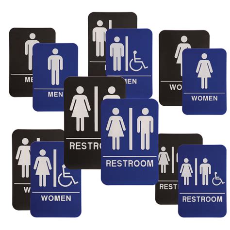Ada Women Restroom Sign With Braille Blue And White X Inches Ada