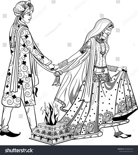 Indian Wedding Symbol Indian Groom Bride Stock Vector Royalty Free