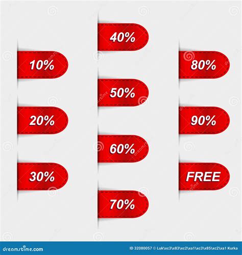 Set Of Glossy Red Sales Labels Stock Vector Illustration Of