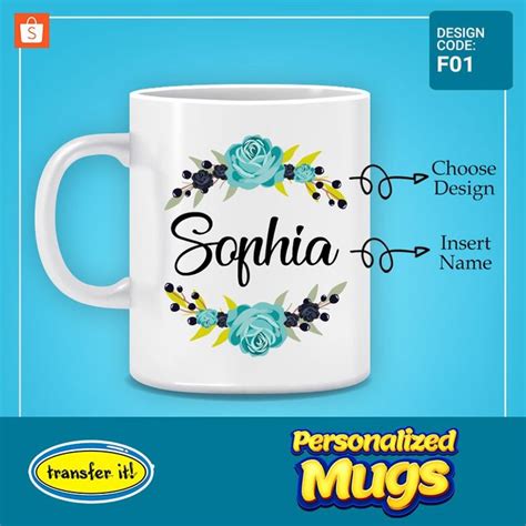 Transferit Customized Floral Paint Brush Initial Mugs Product Details