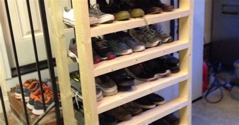 This diy wood shoe rack looks nice by the front door, is easy to build, and is easy to use and throw shoes on top of daily. Shoe storage rack attack!!! | Hometalk