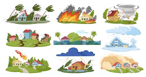 Premium Vector Natural Disasters Cartoon Damage Catastrophe