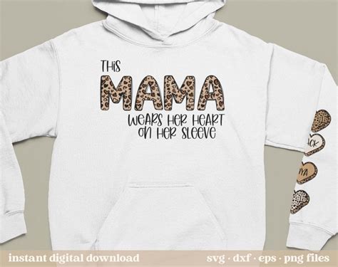 This Mama Wears Her Heart On Her Sleeve Leopard Cheetah Svg Etsy