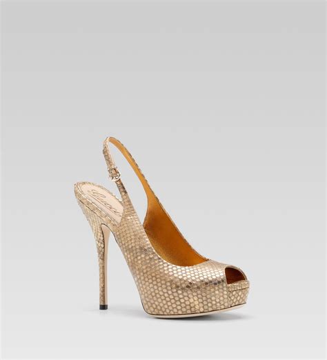Gucci Sofia High Heel Slingback Platform Sandal In Metallic Lyst