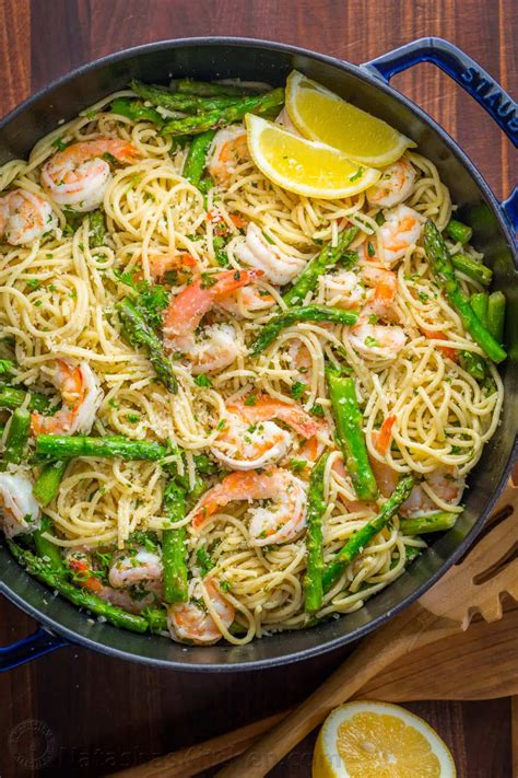 Peel, devein, and butterfly the shrimp, leaving the tails on. Shrimp Scampi Pasta with Asparagus has a lemon garlic and ...