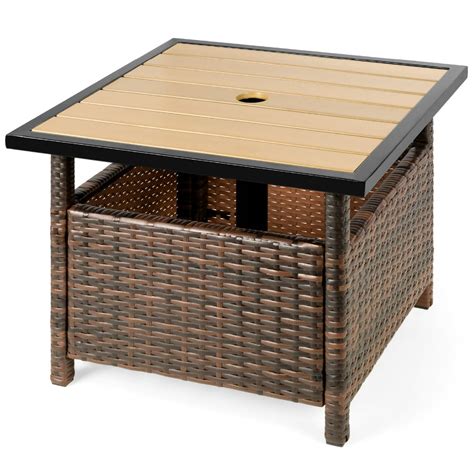 Best Choice Products Wicker Rattan Patio Side Table Outdoor Furniture