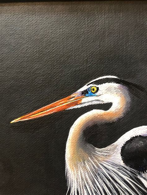 Great Blue Heron Painting Bird Painting Original Framed Art Etsy