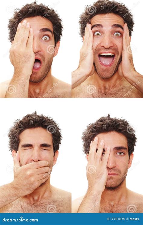 Multiple Male Expressions Stock Image Image Of Hair Regretful 7757675