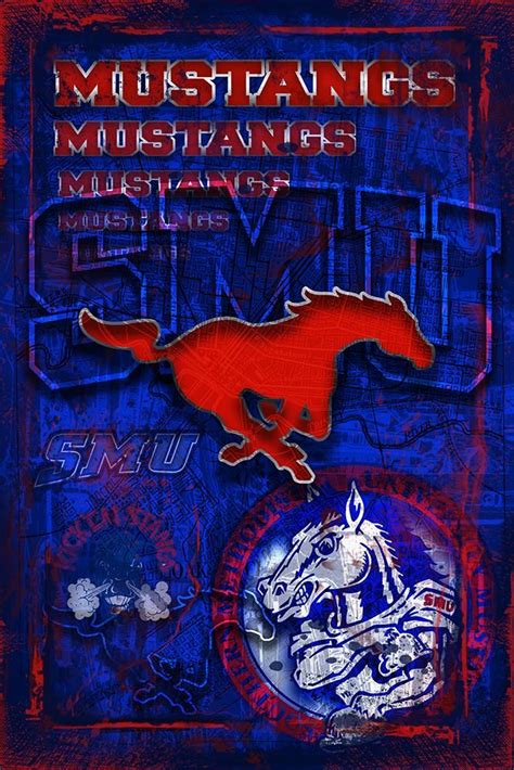 Southern Methodist Mustangs Poster Souther Methodist Mustangs Print
