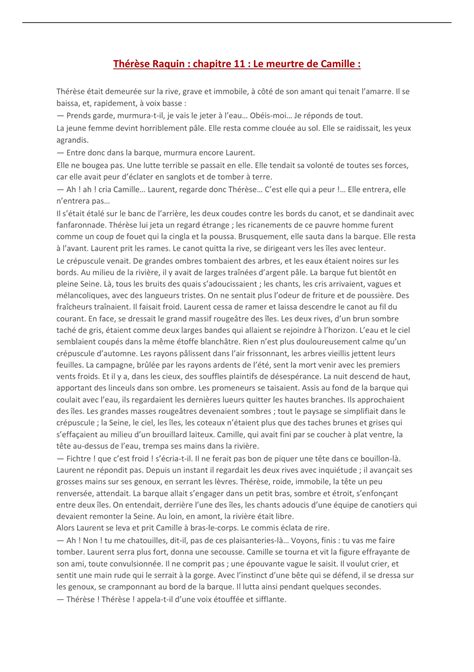 Analyse de Thérèse Raquin Chapitre 11 (Emile Zola) - Français Oral