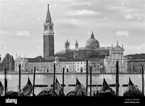 San Giorgio Maggiore With Gondolas In The Foreground Venice Stock