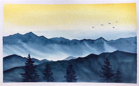 Simple Mountain Range Rwatercolor